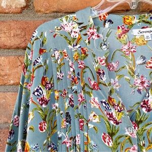 Serengeti Green Floral Cottagecore Button-down Top Size 2X